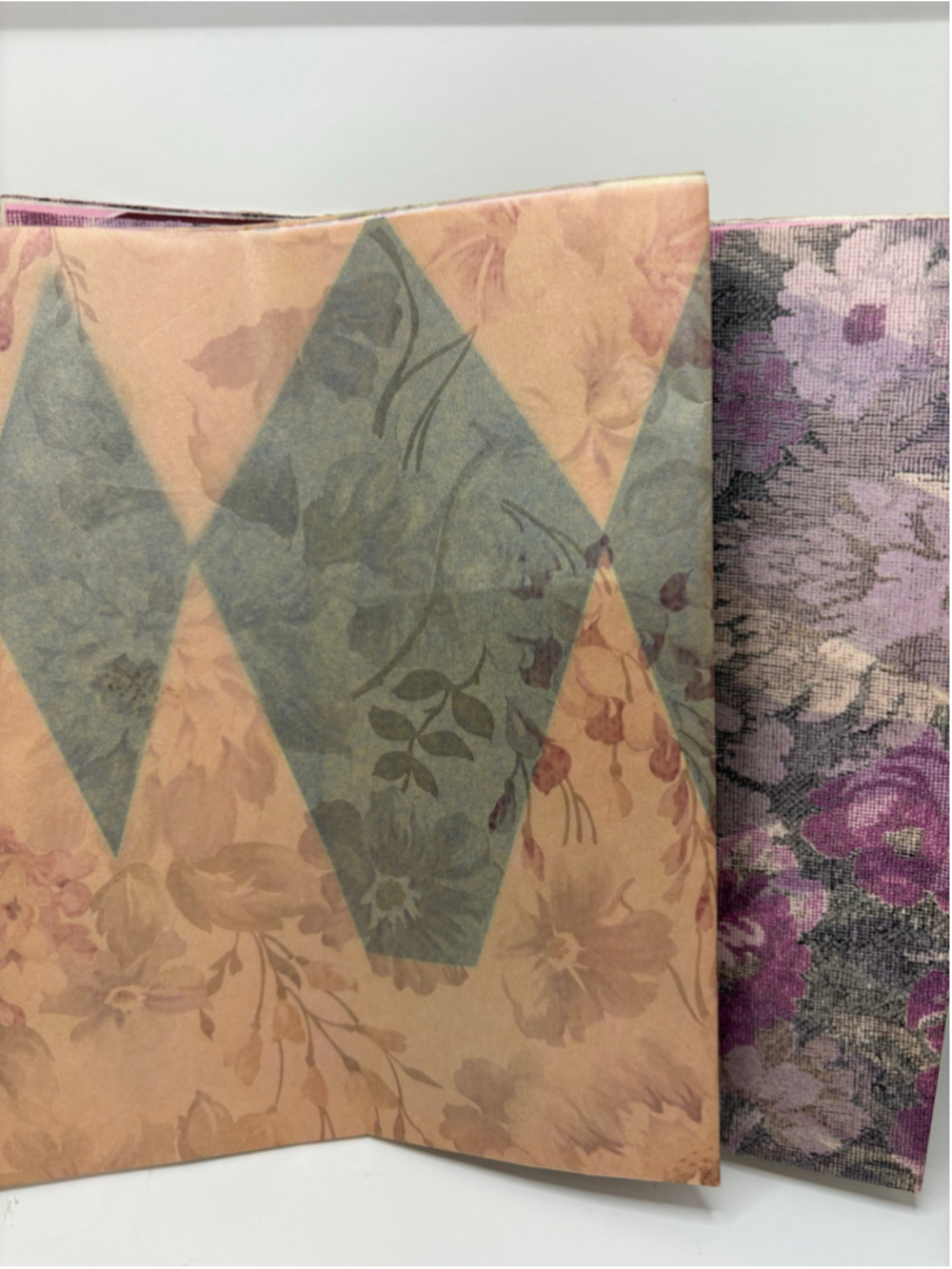 Vintage Wrapping Paper and Tissue Paper Pink Purple Floral Geometric Pattern - Picture 7 of 7